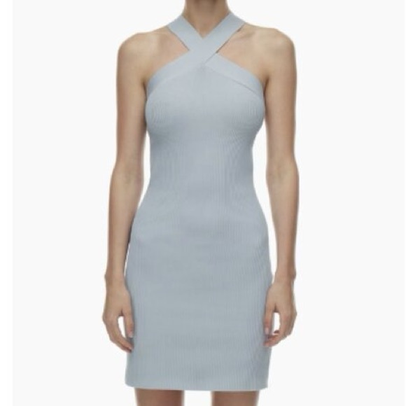 Babaton Dresses & Skirts - Aritzia Babaton Sculpt Knit Criss Cross Dress in Daze Grey - Size Large